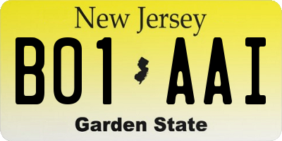 NJ license plate B01AAI