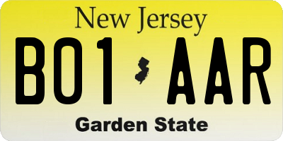 NJ license plate B01AAR