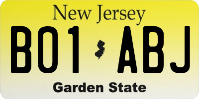 NJ license plate B01ABJ