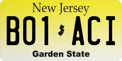 NJ license plate B01ACI