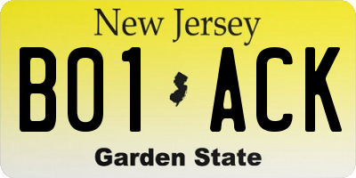 NJ license plate B01ACK