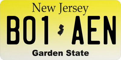 NJ license plate B01AEN