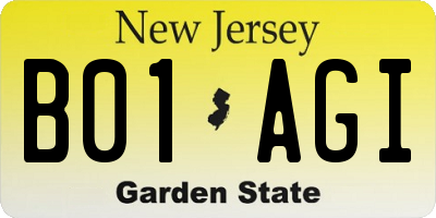 NJ license plate B01AGI