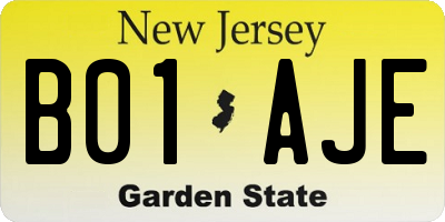 NJ license plate B01AJE