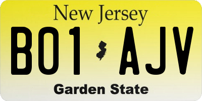 NJ license plate B01AJV