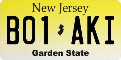 NJ license plate B01AKI