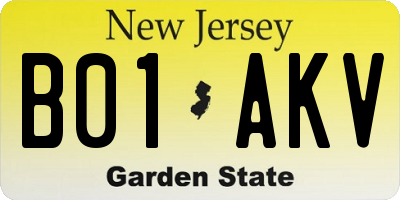 NJ license plate B01AKV