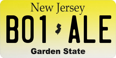 NJ license plate B01ALE
