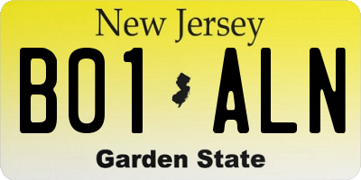 NJ license plate B01ALN