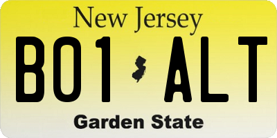 NJ license plate B01ALT