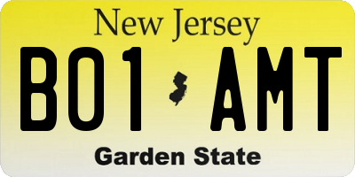 NJ license plate B01AMT