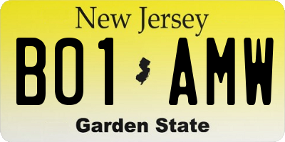 NJ license plate B01AMW