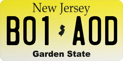 NJ license plate B01AOD