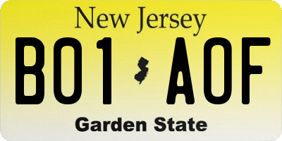 NJ license plate B01AOF