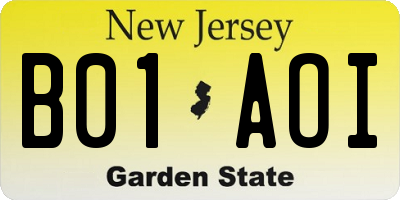 NJ license plate B01AOI