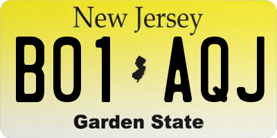NJ license plate B01AQJ