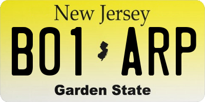 NJ license plate B01ARP