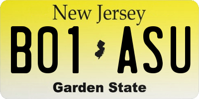 NJ license plate B01ASU