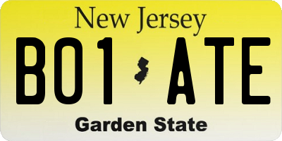 NJ license plate B01ATE