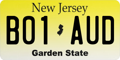 NJ license plate B01AUD