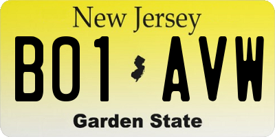 NJ license plate B01AVW