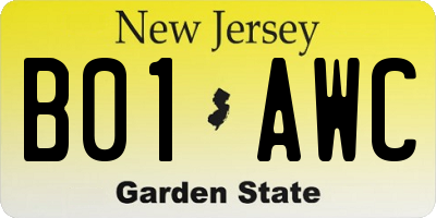 NJ license plate B01AWC