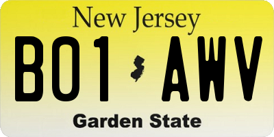 NJ license plate B01AWV