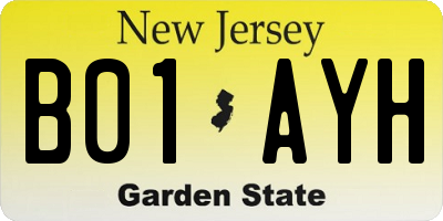 NJ license plate B01AYH