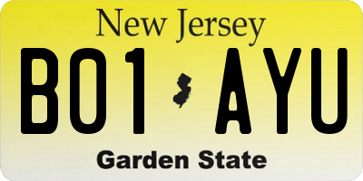NJ license plate B01AYU