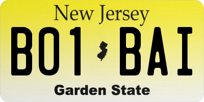 NJ license plate B01BAI