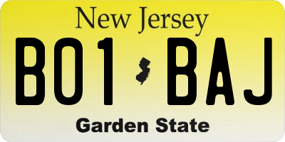 NJ license plate B01BAJ