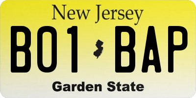 NJ license plate B01BAP
