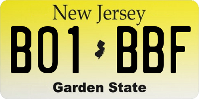 NJ license plate B01BBF