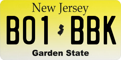 NJ license plate B01BBK