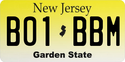 NJ license plate B01BBM