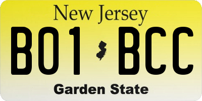 NJ license plate B01BCC