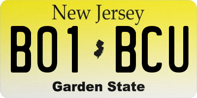 NJ license plate B01BCU