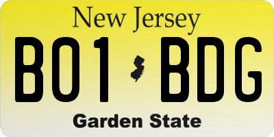 NJ license plate B01BDG