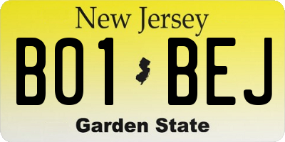 NJ license plate B01BEJ