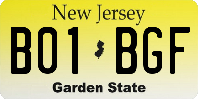 NJ license plate B01BGF