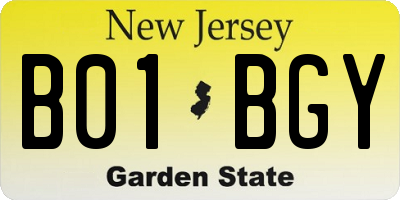 NJ license plate B01BGY