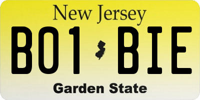 NJ license plate B01BIE
