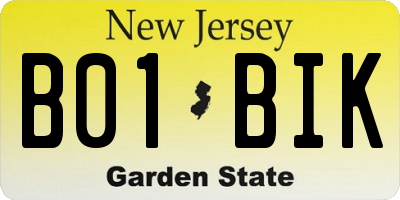 NJ license plate B01BIK