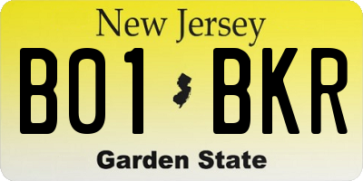 NJ license plate B01BKR