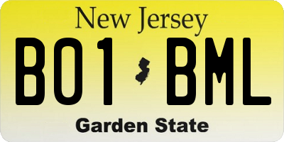 NJ license plate B01BML