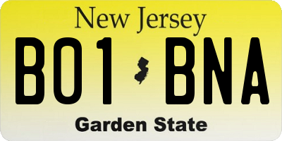 NJ license plate B01BNA