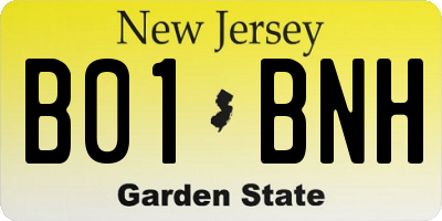NJ license plate B01BNH