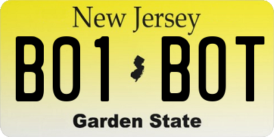 NJ license plate B01BOT