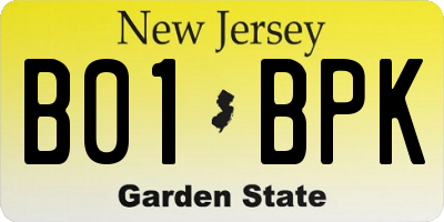 NJ license plate B01BPK