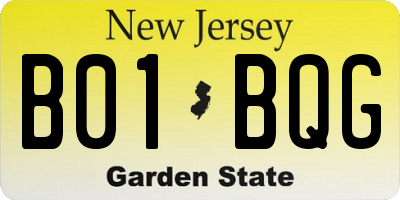 NJ license plate B01BQG